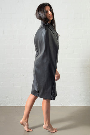 Black Leather Cape dress side view